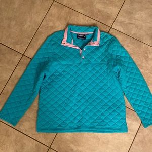 Women’s Lauren James Preptec quilted teal pink pull over size large